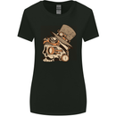 Steampunk Skull With Moustache Womens Wider Cut T-Shirt Black
