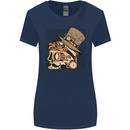 Steampunk Skull With Moustache Womens Wider Cut T-Shirt Navy Blue