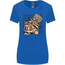 Steampunk Skull With Moustache Womens Wider Cut T-Shirt Royal Blue