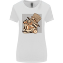 Steampunk Skull With Moustache Womens Wider Cut T-Shirt White