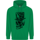 Steampunk Skull With Top Hat Childrens Kids Hoodie Irish Green