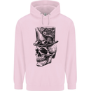 Steampunk Skull With Top Hat Childrens Kids Hoodie Light Pink