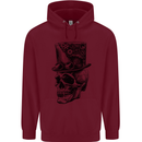 Steampunk Skull With Top Hat Childrens Kids Hoodie Maroon