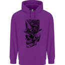 Steampunk Skull With Top Hat Childrens Kids Hoodie Purple