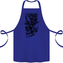 Steampunk Skull With Top Hat Cotton Apron 100% Organic Royal Blue