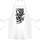 Steampunk Skull With Top Hat Cotton Apron 100% Organic White