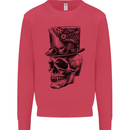 Steampunk Skull With Top Hat Kids Sweatshirt Jumper Heliconia