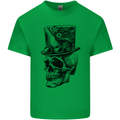 Steampunk Skull With Top Hat Kids T-Shirt Childrens Irish Green
