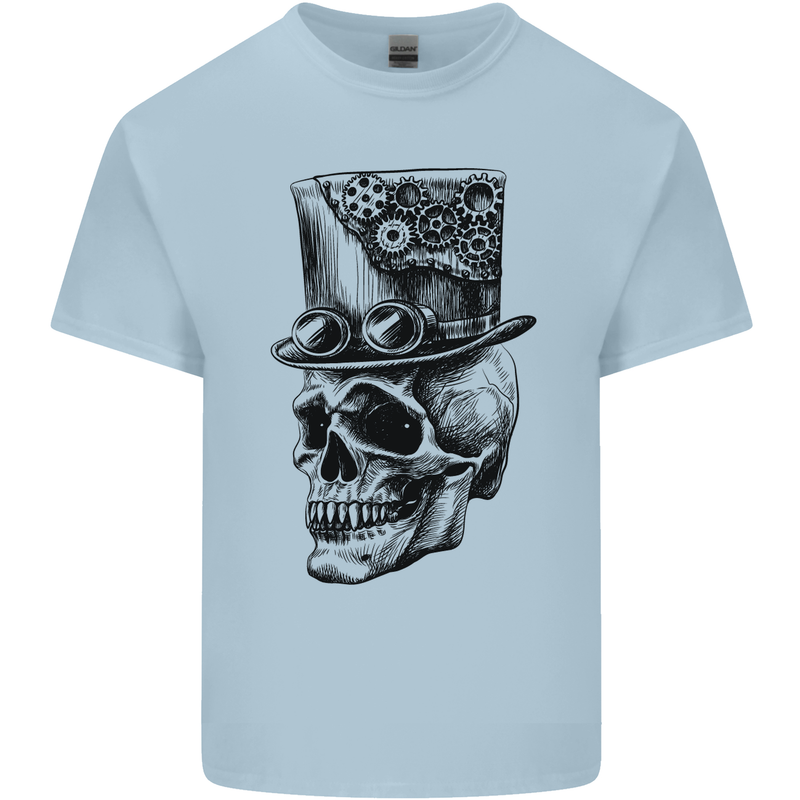 Steampunk Skull With Top Hat Kids T-Shirt Childrens Light Blue