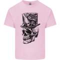Steampunk Skull With Top Hat Kids T-Shirt Childrens Light Pink