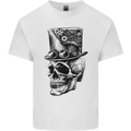 Steampunk Skull With Top Hat Kids T-Shirt Childrens White
