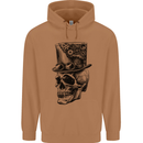 Steampunk Skull With Top Hat Mens 80% Cotton Hoodie Caramel Latte
