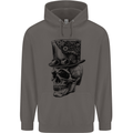 Steampunk Skull With Top Hat Mens 80% Cotton Hoodie Charcoal