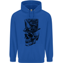 Steampunk Skull With Top Hat Mens 80% Cotton Hoodie Royal Blue