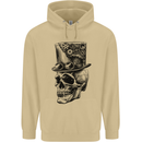 Steampunk Skull With Top Hat Mens 80% Cotton Hoodie Sand