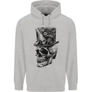 Steampunk Skull With Top Hat Mens 80% Cotton Hoodie Sports Grey