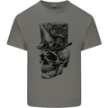 Steampunk Skull With Top Hat Mens Cotton T-Shirt Tee Top Charcoal