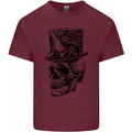 Steampunk Skull With Top Hat Mens Cotton T-Shirt Tee Top Maroon
