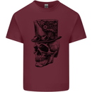 Steampunk Skull With Top Hat Mens Cotton T-Shirt Tee Top Maroon