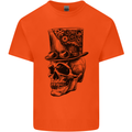 Steampunk Skull With Top Hat Mens Cotton T-Shirt Tee Top Orange