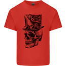 Steampunk Skull With Top Hat Mens Cotton T-Shirt Tee Top Red