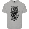 Steampunk Skull With Top Hat Mens Cotton T-Shirt Tee Top Sports Grey