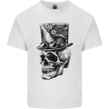 Steampunk Skull With Top Hat Mens Cotton T-Shirt Tee Top White
