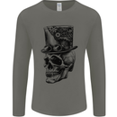Steampunk Skull With Top Hat Mens Long Sleeve T-Shirt Charcoal