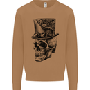 Steampunk Skull With Top Hat Mens Sweatshirt Jumper Caramel Latte