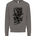 Steampunk Skull With Top Hat Mens Sweatshirt Jumper Charcoal