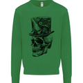 Steampunk Skull With Top Hat Mens Sweatshirt Jumper Irish Green