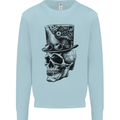 Steampunk Skull With Top Hat Mens Sweatshirt Jumper Light Blue