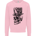 Steampunk Skull With Top Hat Mens Sweatshirt Jumper Light Pink