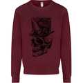 Steampunk Skull With Top Hat Mens Sweatshirt Jumper Maroon