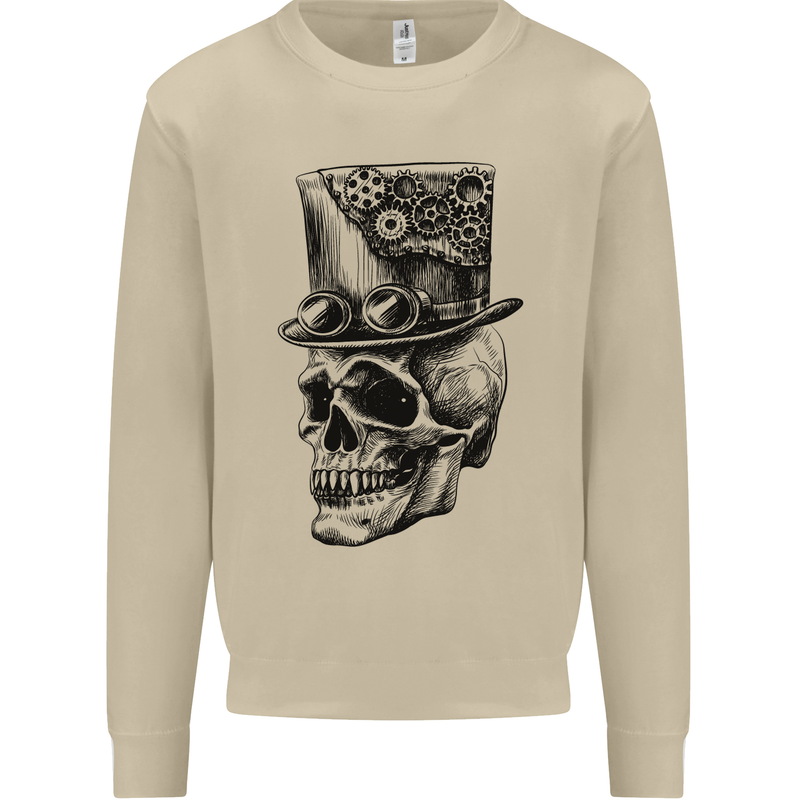 Steampunk Skull With Top Hat Mens Sweatshirt Jumper Sand