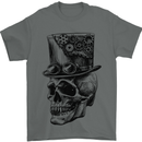 Steampunk Skull With Top Hat Mens T-Shirt Cotton Gildan Charcoal