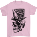 Steampunk Skull With Top Hat Mens T-Shirt Cotton Gildan Light Pink