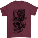 Steampunk Skull With Top Hat Mens T-Shirt Cotton Gildan Maroon