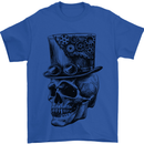 Steampunk Skull With Top Hat Mens T-Shirt Cotton Gildan Royal Blue