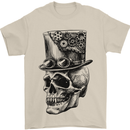 Steampunk Skull With Top Hat Mens T-Shirt Cotton Gildan Sand