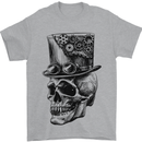 Steampunk Skull With Top Hat Mens T-Shirt Cotton Gildan Sports Grey