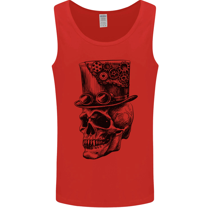 Steampunk Skull With Top Hat Mens Vest Tank Top Red