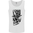Steampunk Skull With Top Hat Mens Vest Tank Top White