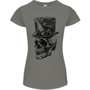 Steampunk Skull With Top Hat Womens Petite Cut T-Shirt Charcoal