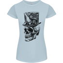 Steampunk Skull With Top Hat Womens Petite Cut T-Shirt Light Blue