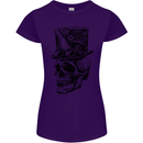 Steampunk Skull With Top Hat Womens Petite Cut T-Shirt Purple
