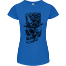 Steampunk Skull With Top Hat Womens Petite Cut T-Shirt Royal Blue