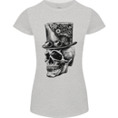 Steampunk Skull With Top Hat Womens Petite Cut T-Shirt Sports Grey
