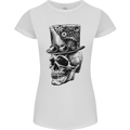 Steampunk Skull With Top Hat Womens Petite Cut T-Shirt White