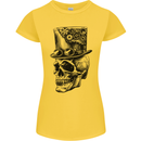 Steampunk Skull With Top Hat Womens Petite Cut T-Shirt Yellow